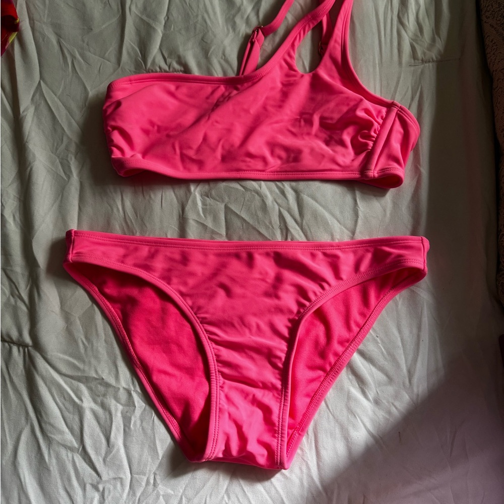 Xhilaration Pink One Shoulder Bikini swim juniors large